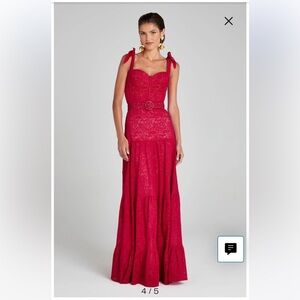 NADINE MERABI Red Lace Dress